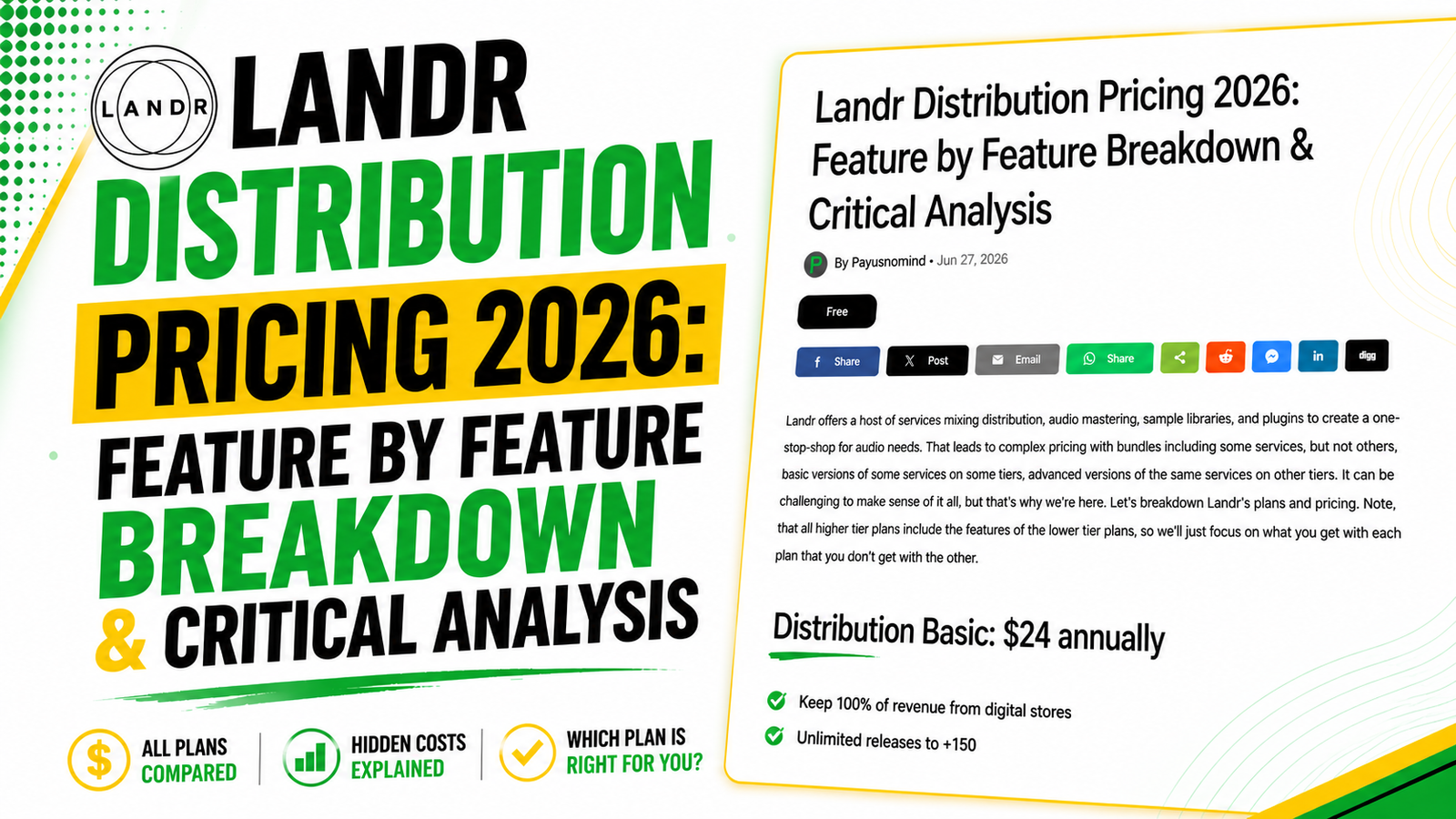 Landr Distribution Pricing 2026: Feature by Feature Breakdown & Critical Analysis